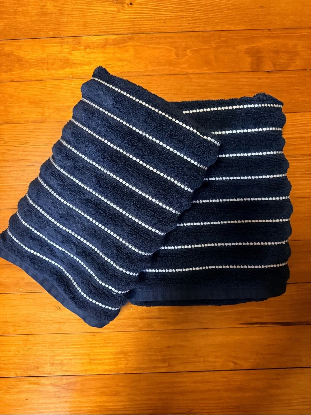 Sonoma Navy Blue and White Striped Bath Towel